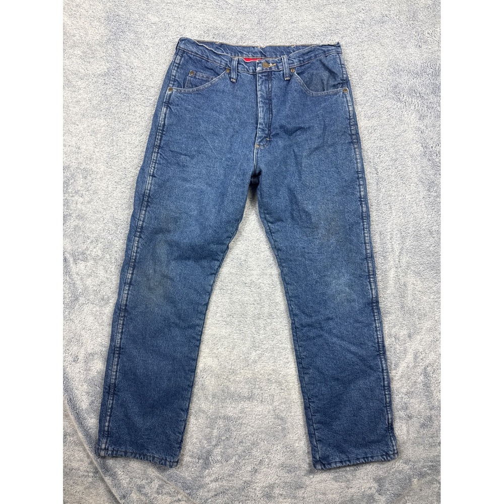 Wrangler Mens 34x32 Blue Rugged Wear Fleece Lined Denim Jeans 33213SW Thermal
